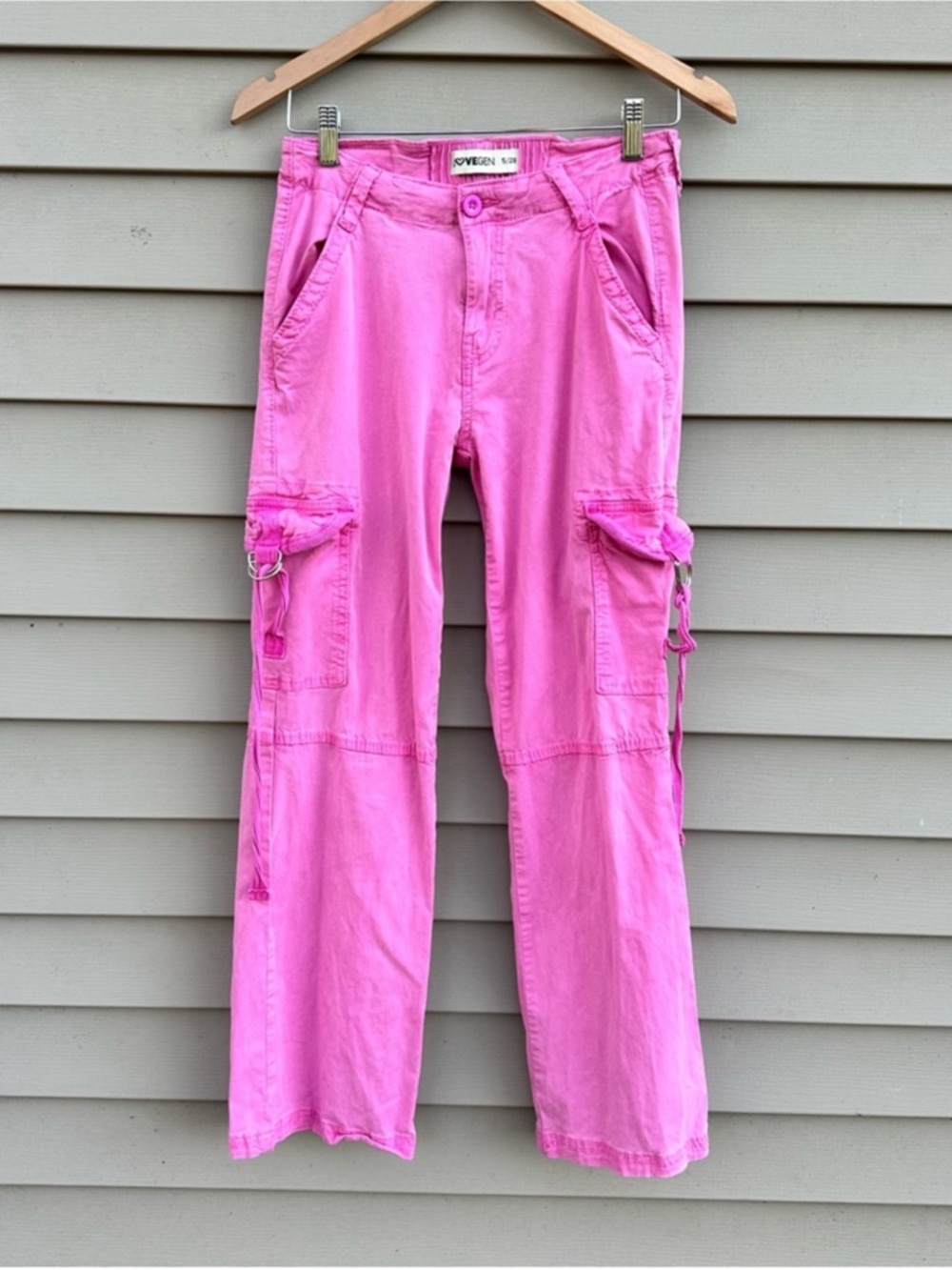 pink low rise cargo pants jeans Y2K size 5